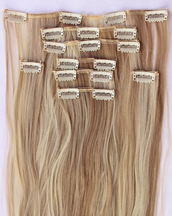 Blonde clip in hair extensions