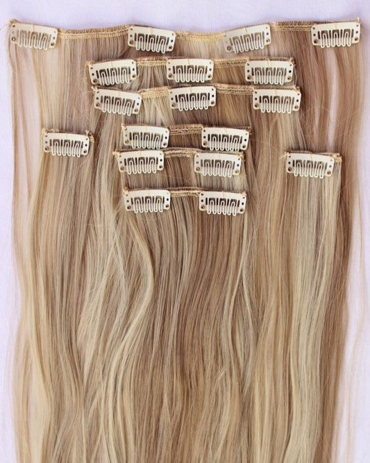 Blonde clip in hair extensions
