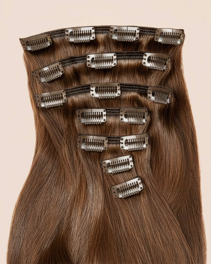 Customized color clip in hair extensions